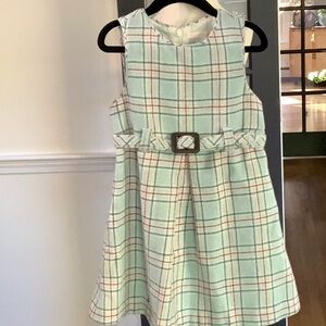 4T EUC Robin Egg Blue Plaid Fully Lined Janie and Jack Dress Pink Label
